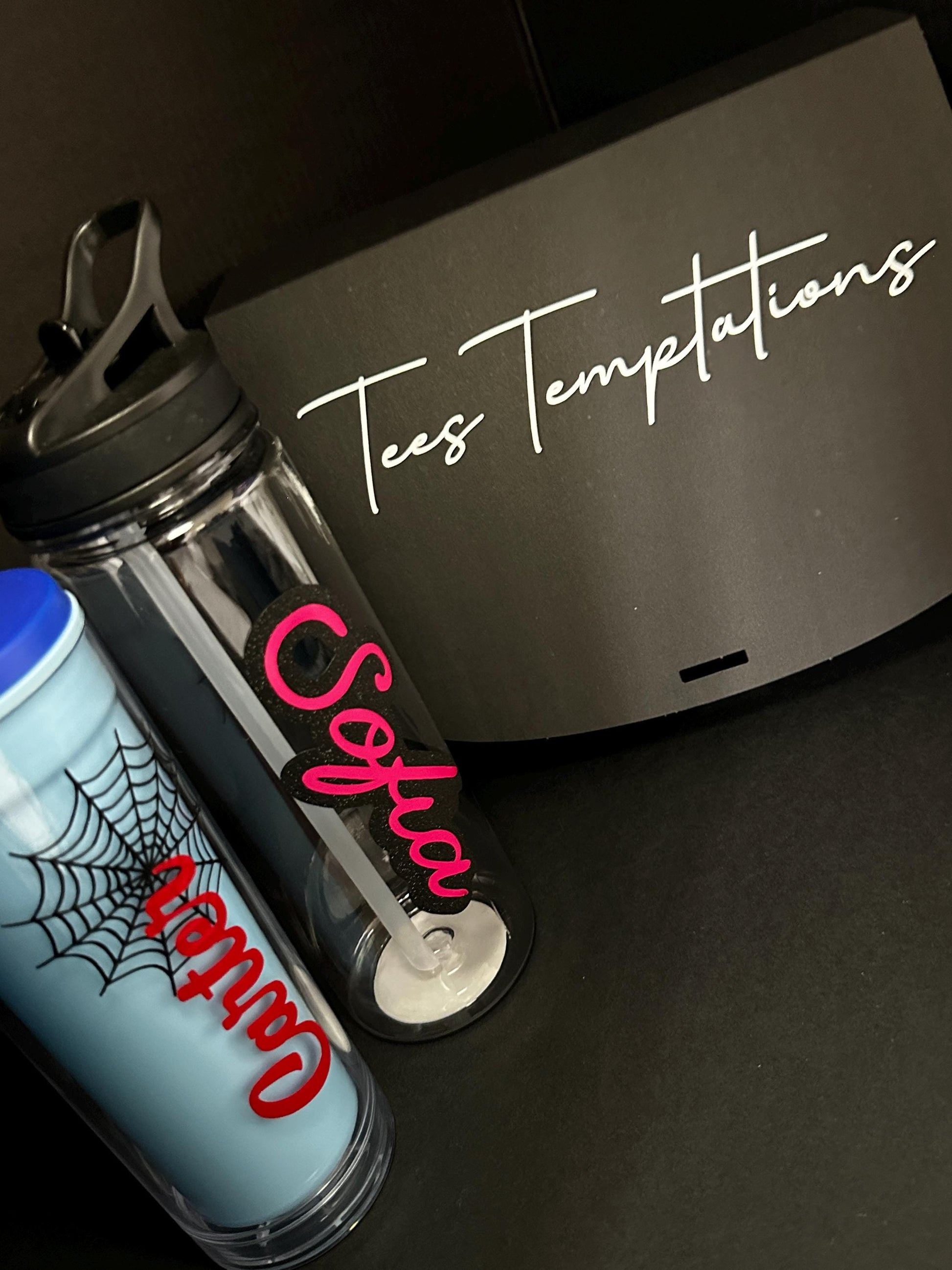 Personalized Spider Web Tumbler: Blue Superhero Cup with Straw